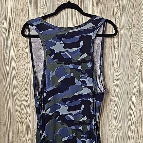 Venus Blue Multi Ruched Tank Dress Blue Multi Camo Womens Plus Size 2X NEW - Picture 6 of 11